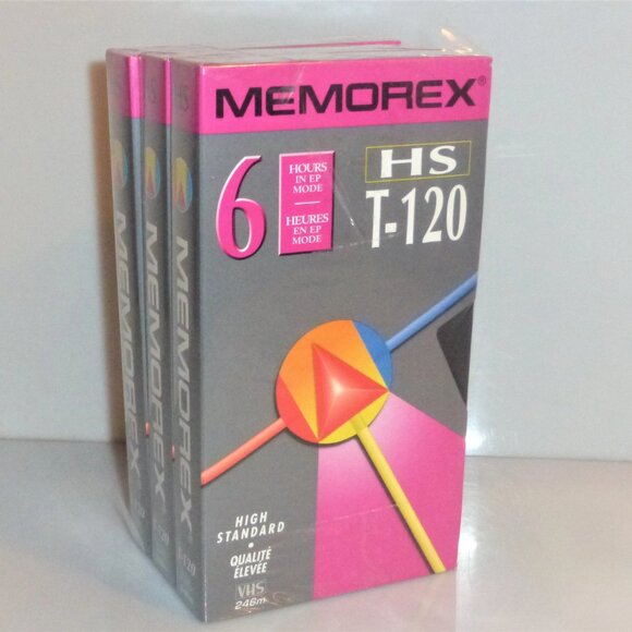 NEW 3 MEMOREX HS T-120 VHS Tapes 6 HOURS EACH Vintage Vhs TAPING VHS Recording - Picture 1 of 4
